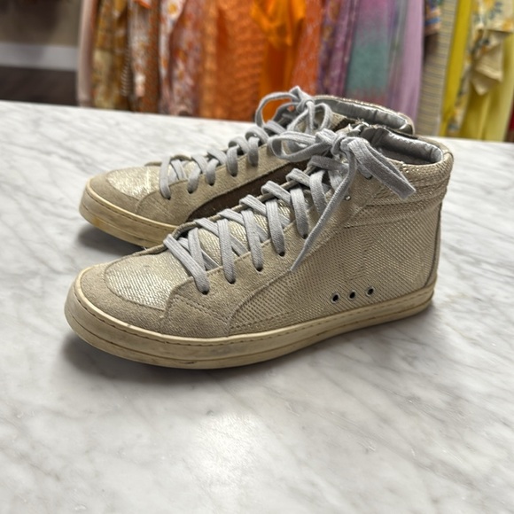 SOLD P448 Skate High Top Interior Zip Sneakers in Cream and Metallic size 37 - Picture 4 of 11